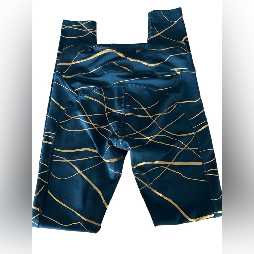NIKE DRI FIT ICON CLASH FAST WOMEN'S RUNNING TIGHTS BLUE/GOLD - Picture 3 of 5